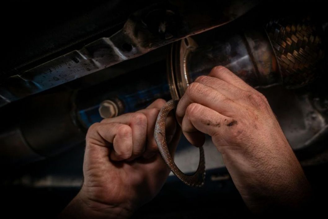 Close-up of brake service